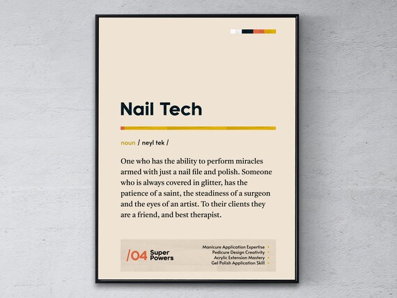 Nail Tech Funny Definition Manicurist Salon Office Wall Gift Poster