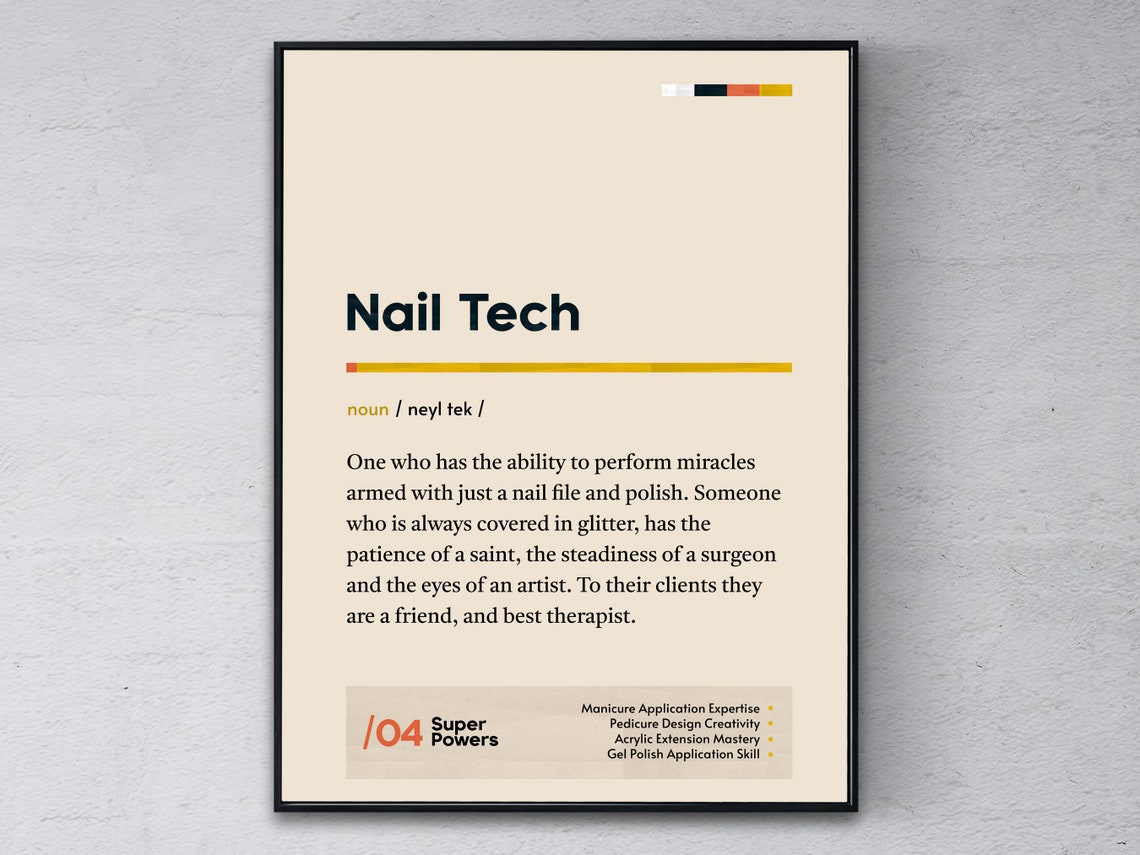 Nail Tech Funny Definition Manicurist Salon Office Wall Gift Poster
