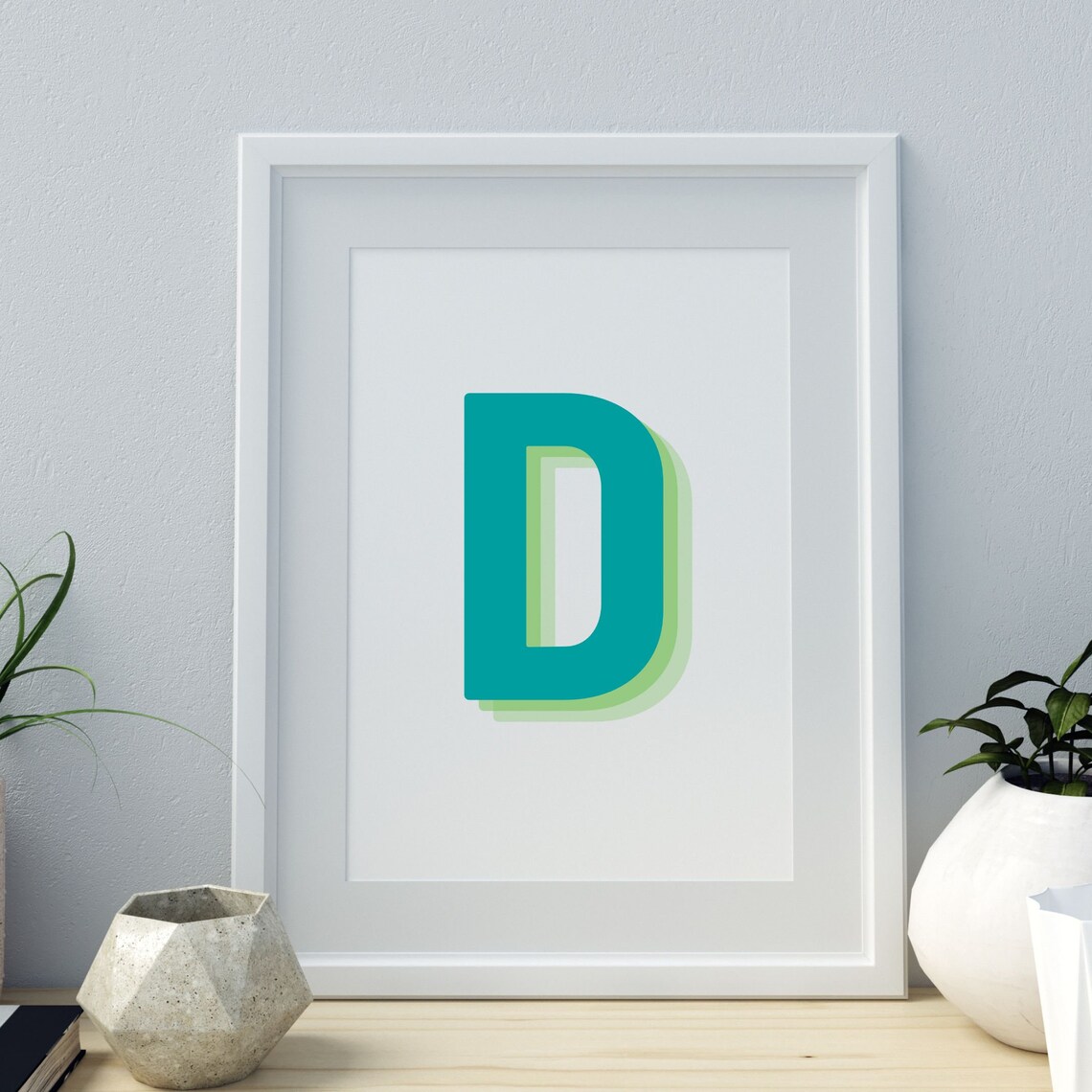 Retro 3D Letter D Monogram Alphabet Art Print - Image 4