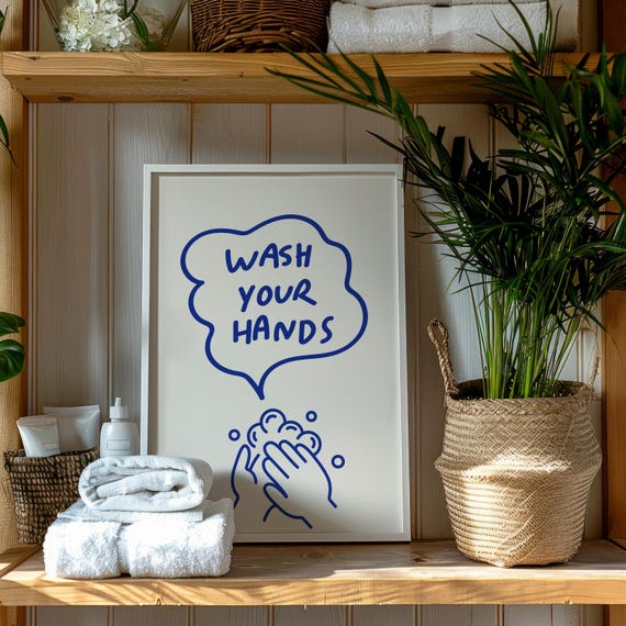 Wash Your Hands Print Typography Bathroom Poster Bathroom Print Shower Decor Bathroom Poster Toilet Poster Trendy Print
