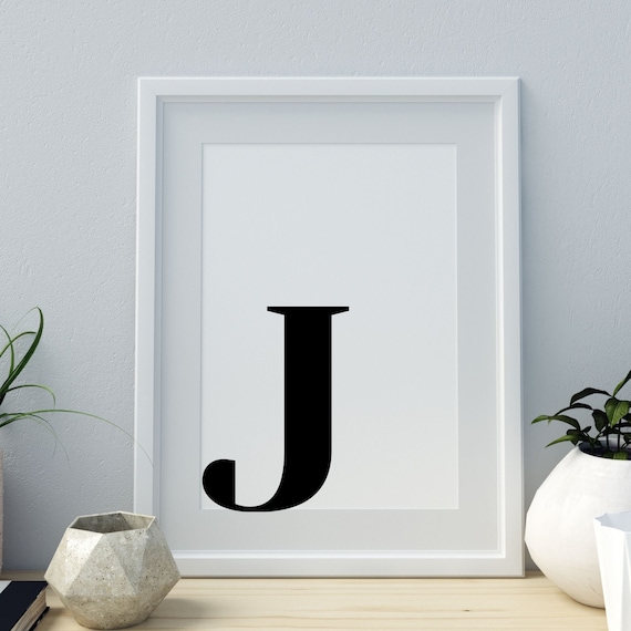 Letter J Minimalist Art Print, Alphabet Decor