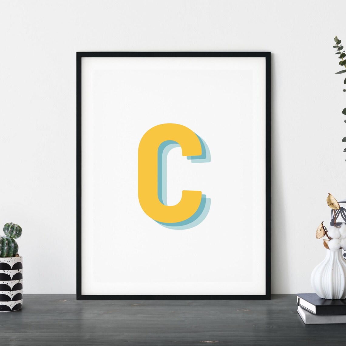 Retro 3D C Letter Monogram Alphabet Print - Image 4
