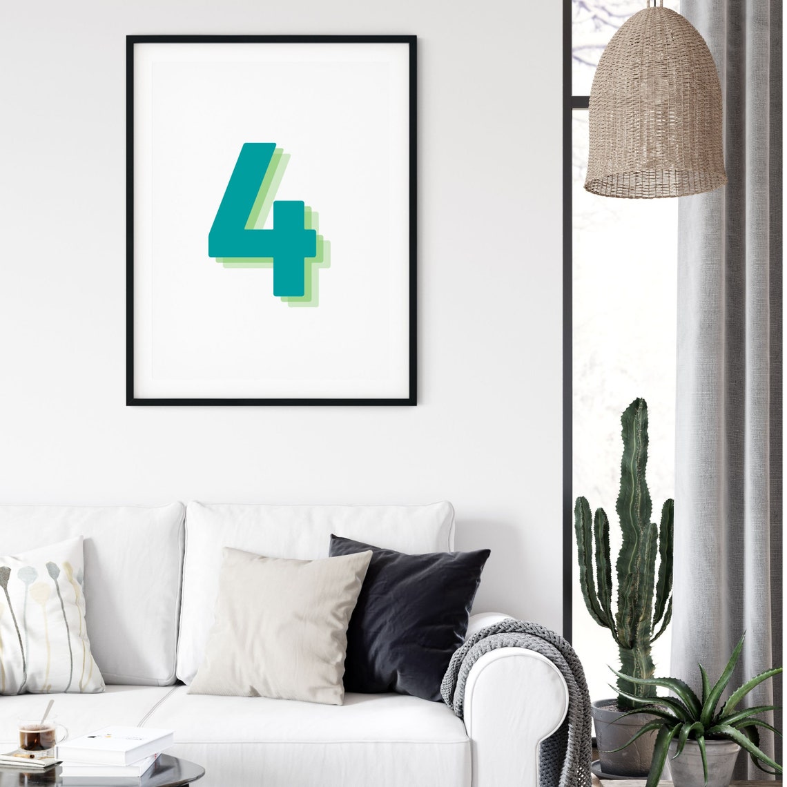 Retro 3D Number 4 Birthday Age Poster - Image 4