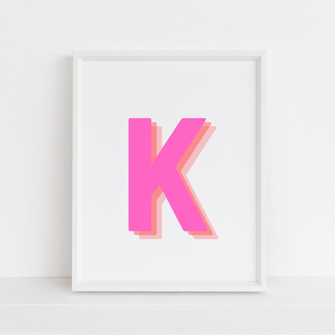 Retro 3D Letter K Poster, Baby Letter Art