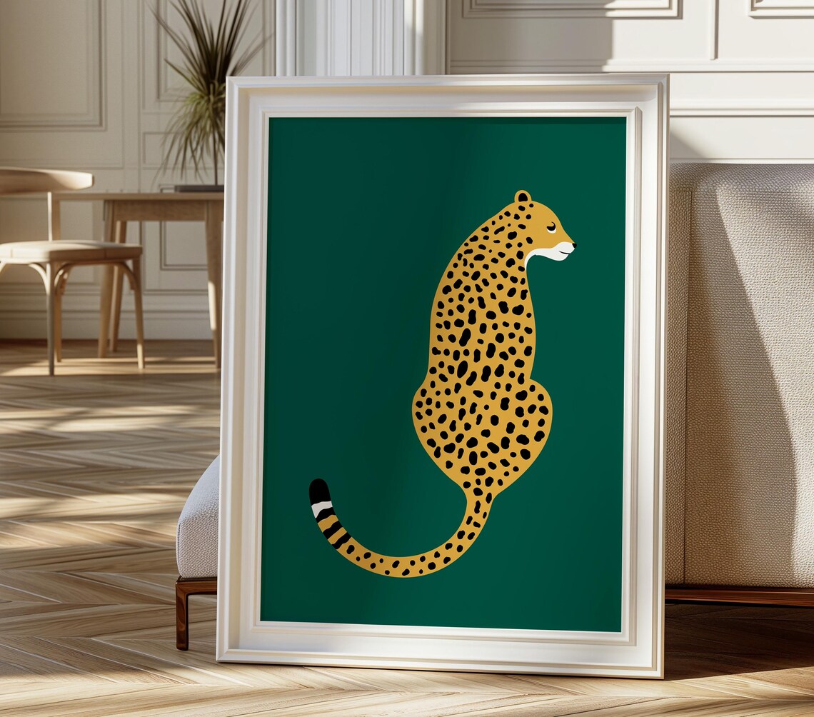 Cheetah Print Leopard Retro Poster, Animal Artwork - Image 3