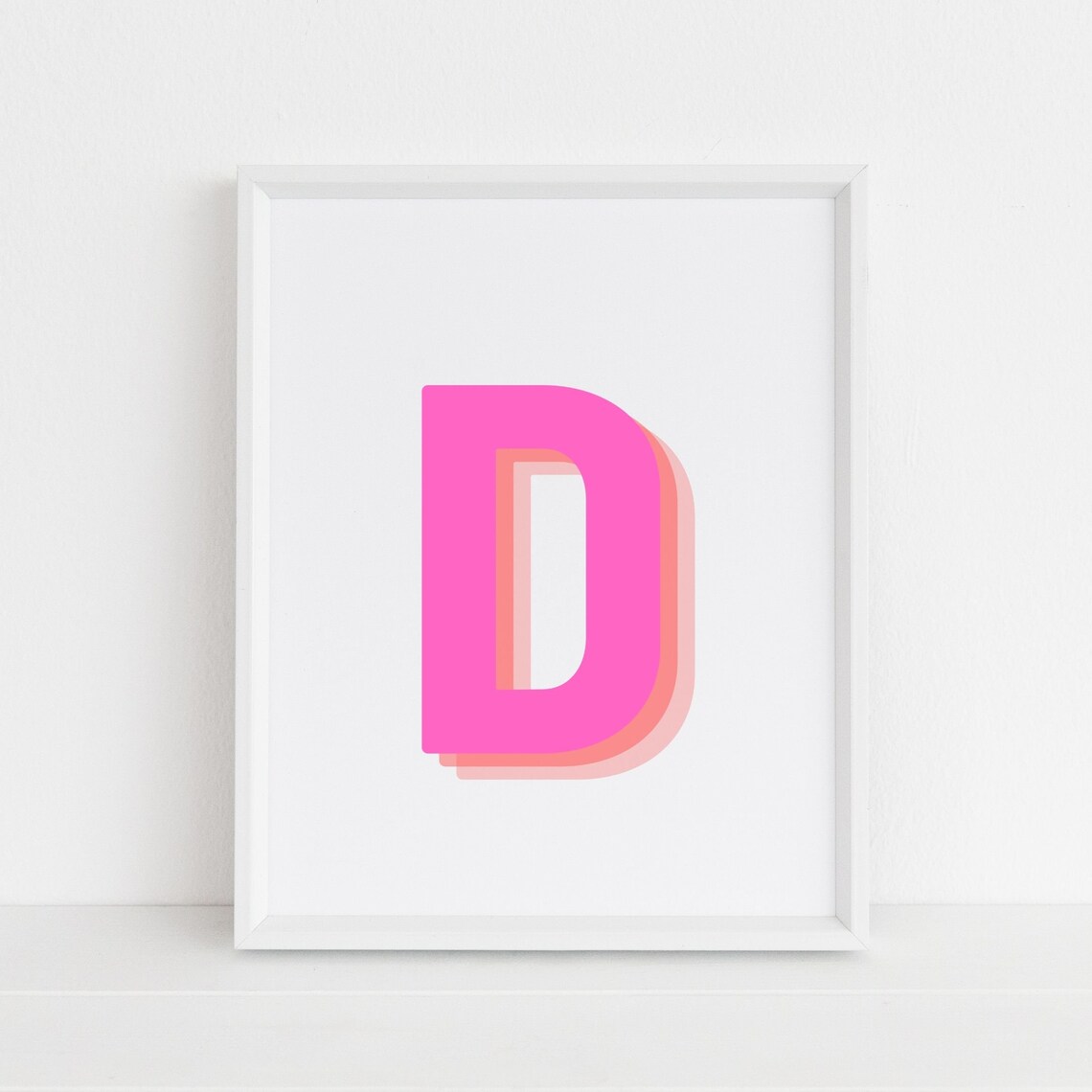 Retro 3D Letter D, Baby Letter Art Print