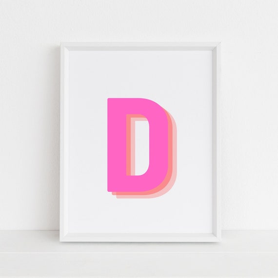Retro 3D Letter D, Baby Letter Art Print