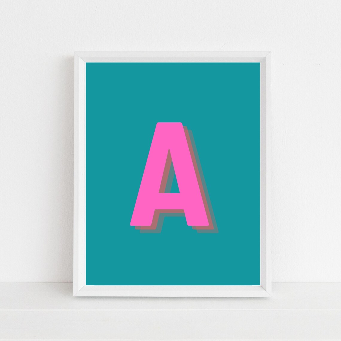 Retro 3D Letter A, Colorful Initial Print