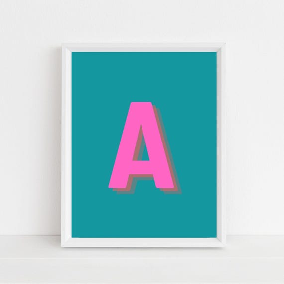 Retro 3D Letter A, Colorful Initial Print