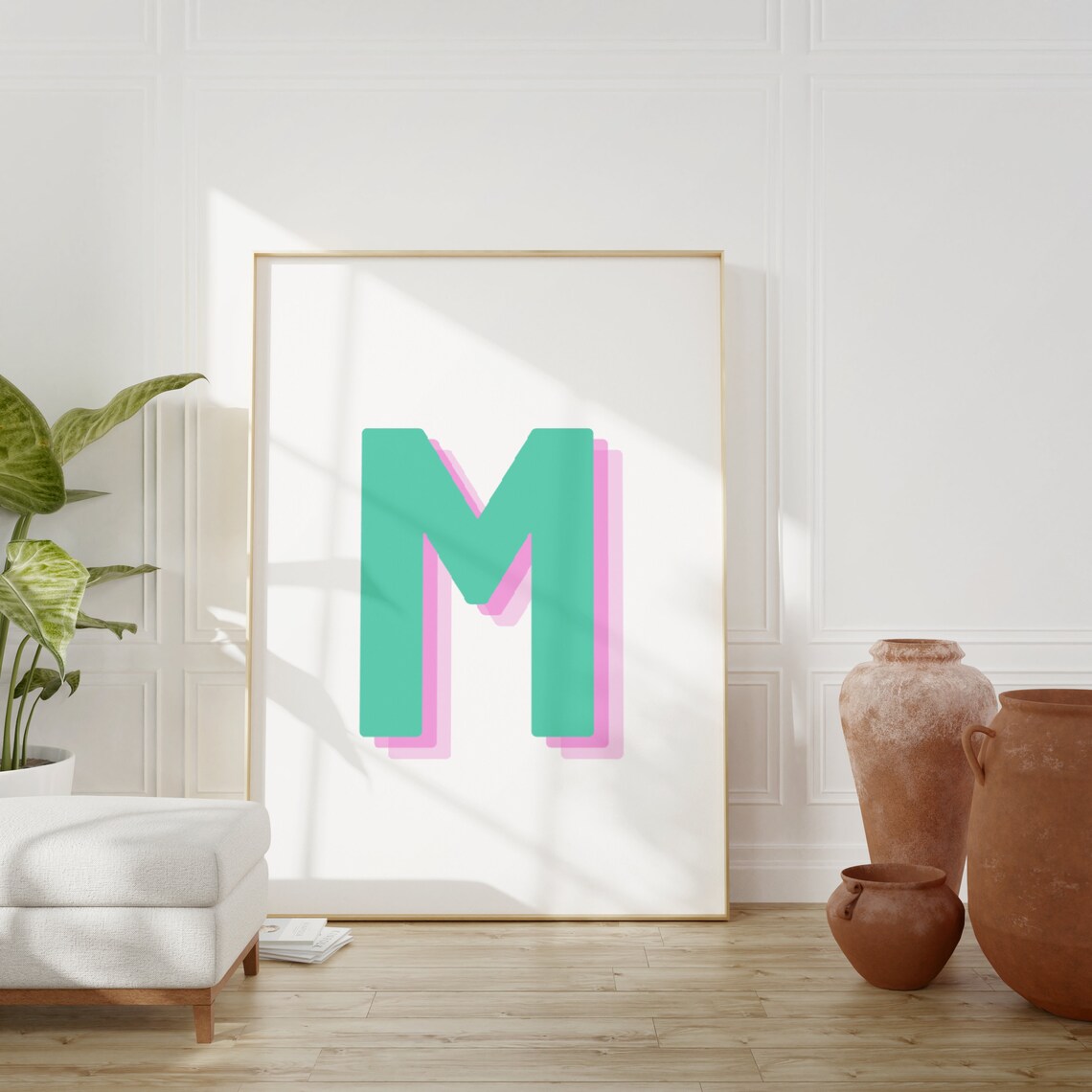 Retro 3D Letter M Monogram, Baby Letter Art - Image 5