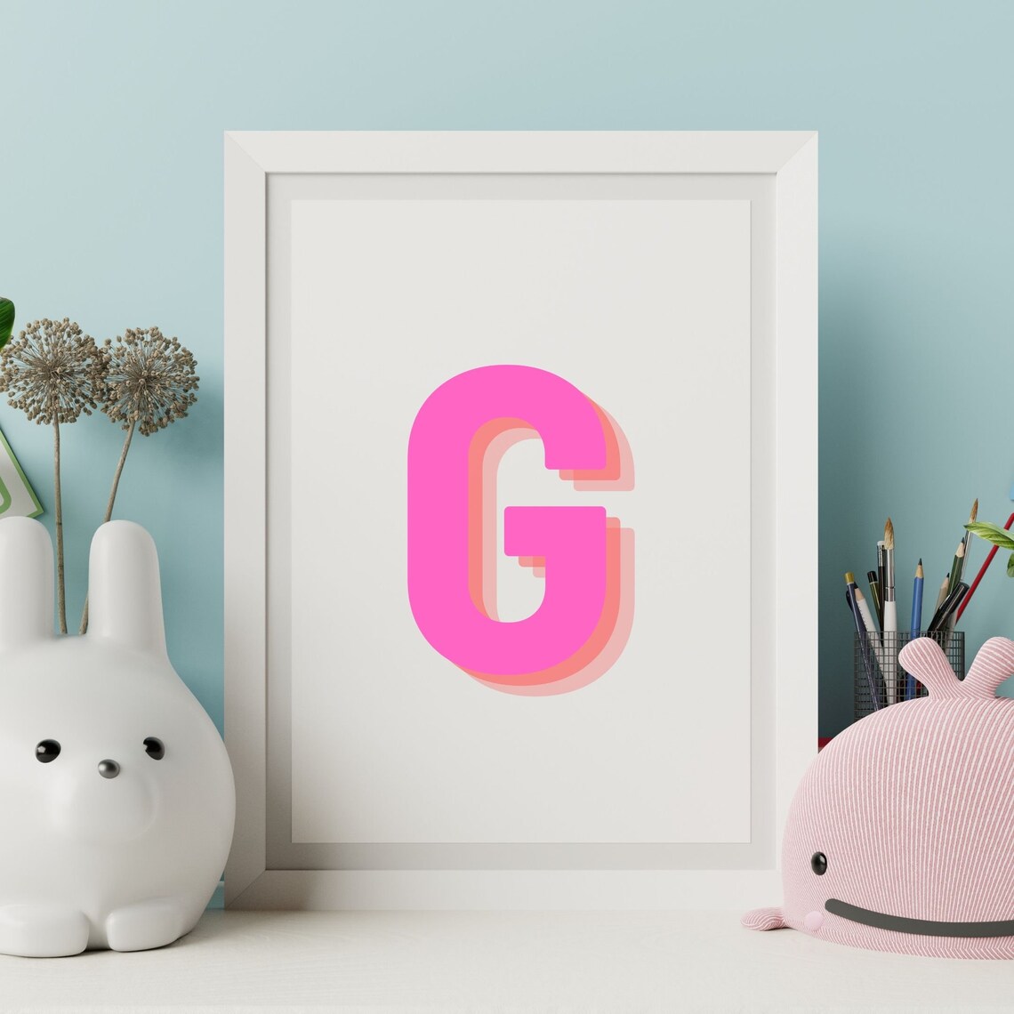 Retro 3D Letter G, Monogram Alphabet Art Print - Image 5