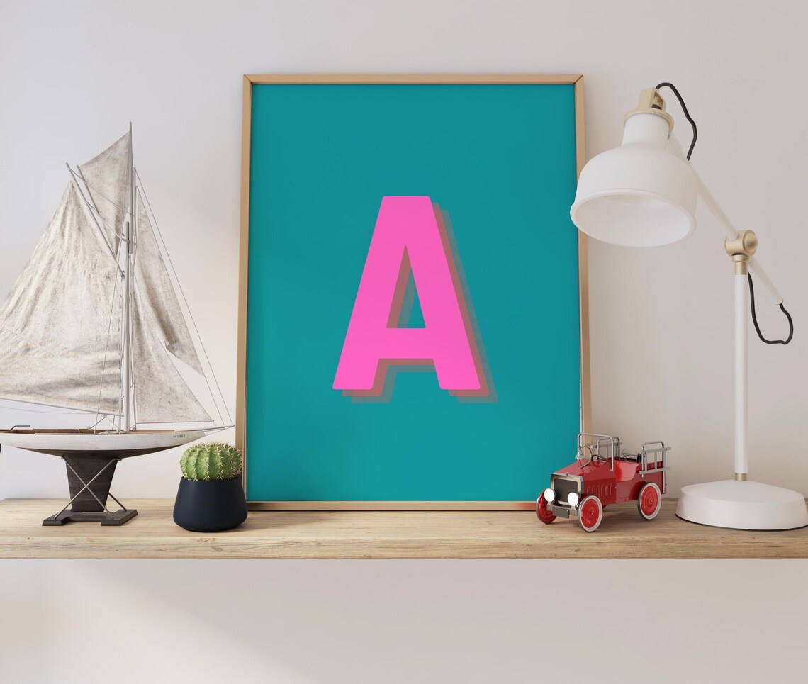 Retro 3D Letter A, Colorful Initial Print - Image 2