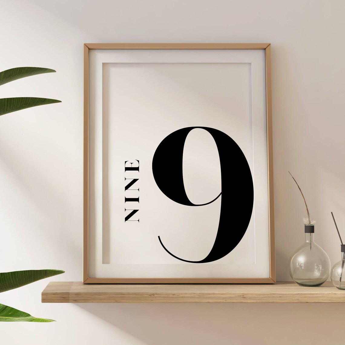 Number 9 Monogram Print, Kid Table Number Art
