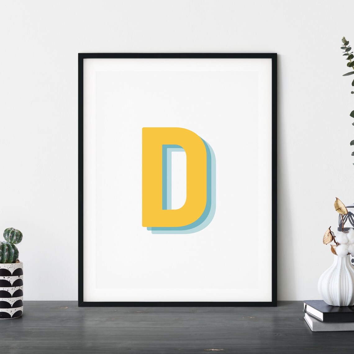 Retro 3D D Letter Monogram, Baby Initial Print - Image 5