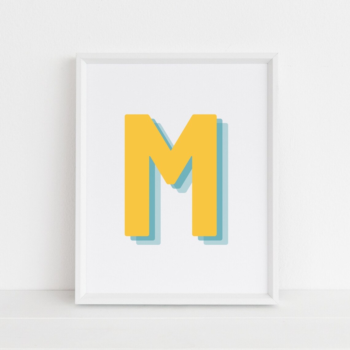 Retro 3D Letter Monogram Alphabet Art Print