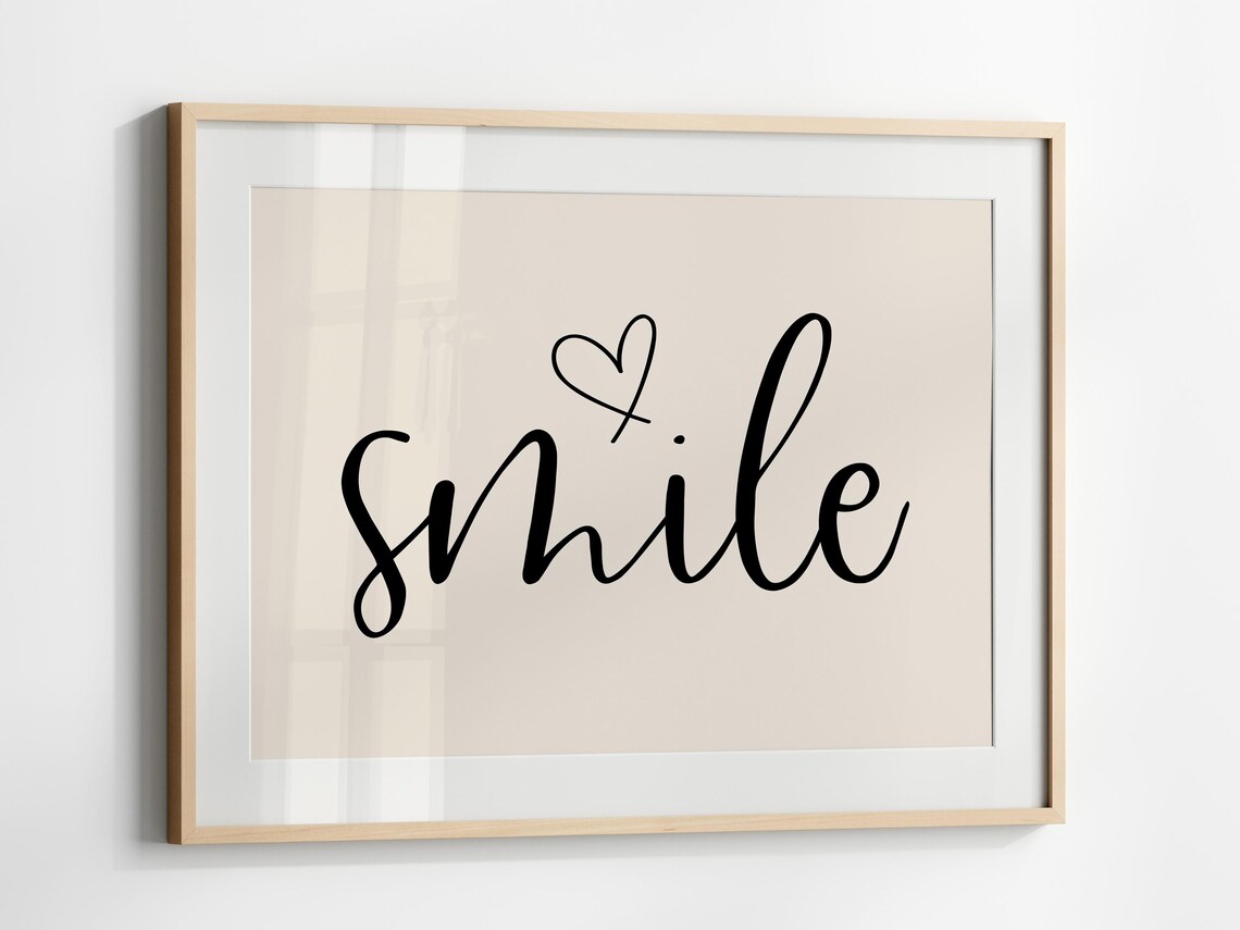 Smile Script Lettering With Heart On Beige Minimalist Poster - Image 5