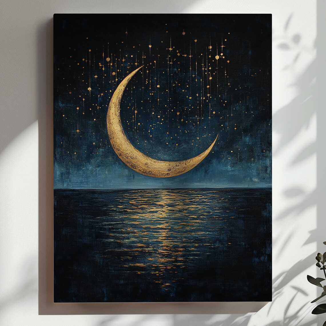 Celestial Crescent Moon Vintage Art Print