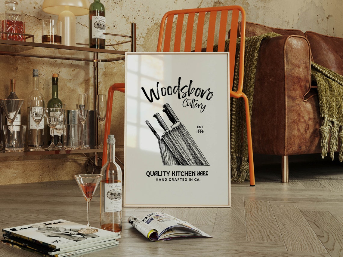 Woodsboro Cutlery Est 1996 Vintage Kitchen Knives Decor Poster