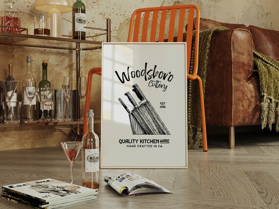 Woodsboro Cutlery Est 1996 Vintage Kitchen Knives Decor Poster