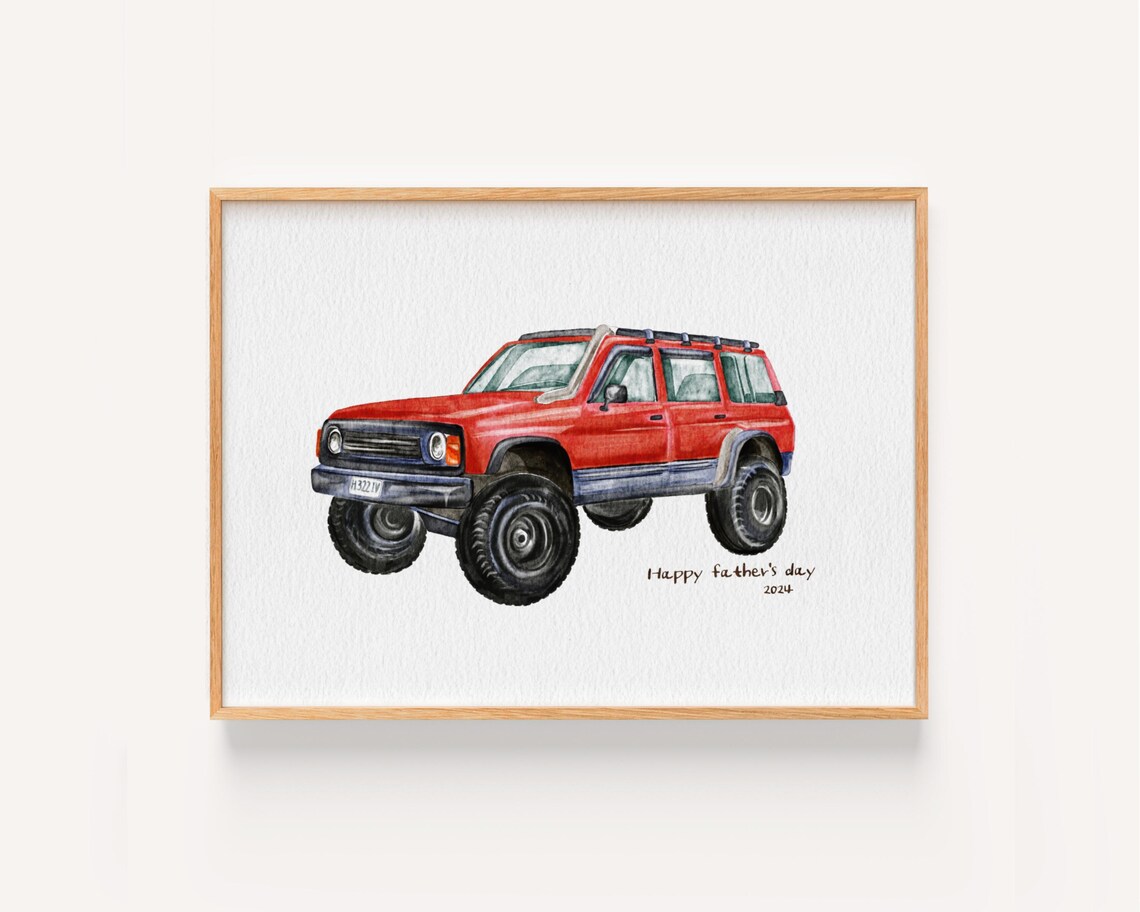 Blue SLR 5000 Classic Muscle Car With Open Hood Watercolor Poster - Image 2
