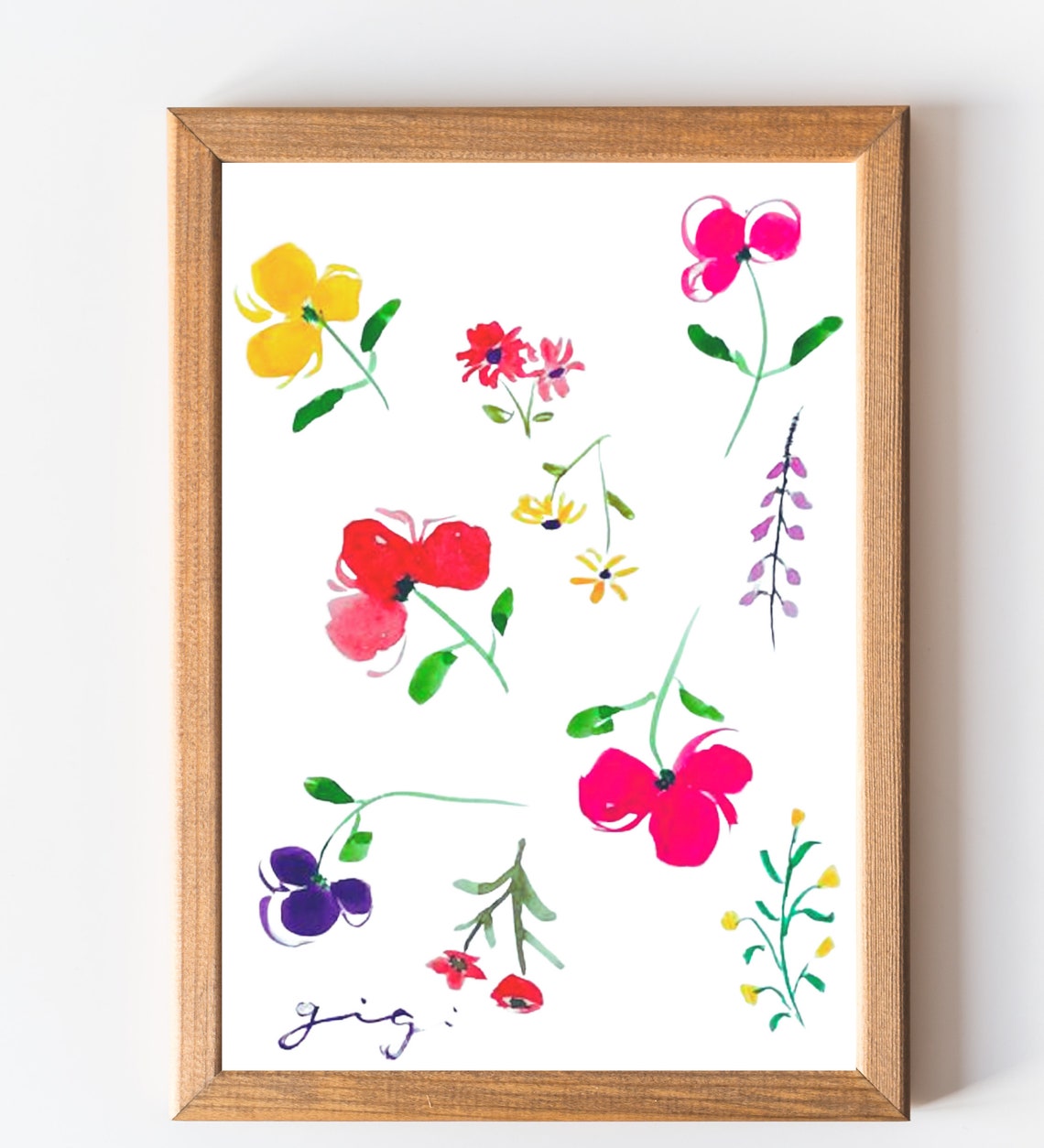 Scattered Mini Watercolor Flowers Botanical Sampler Art Poster
