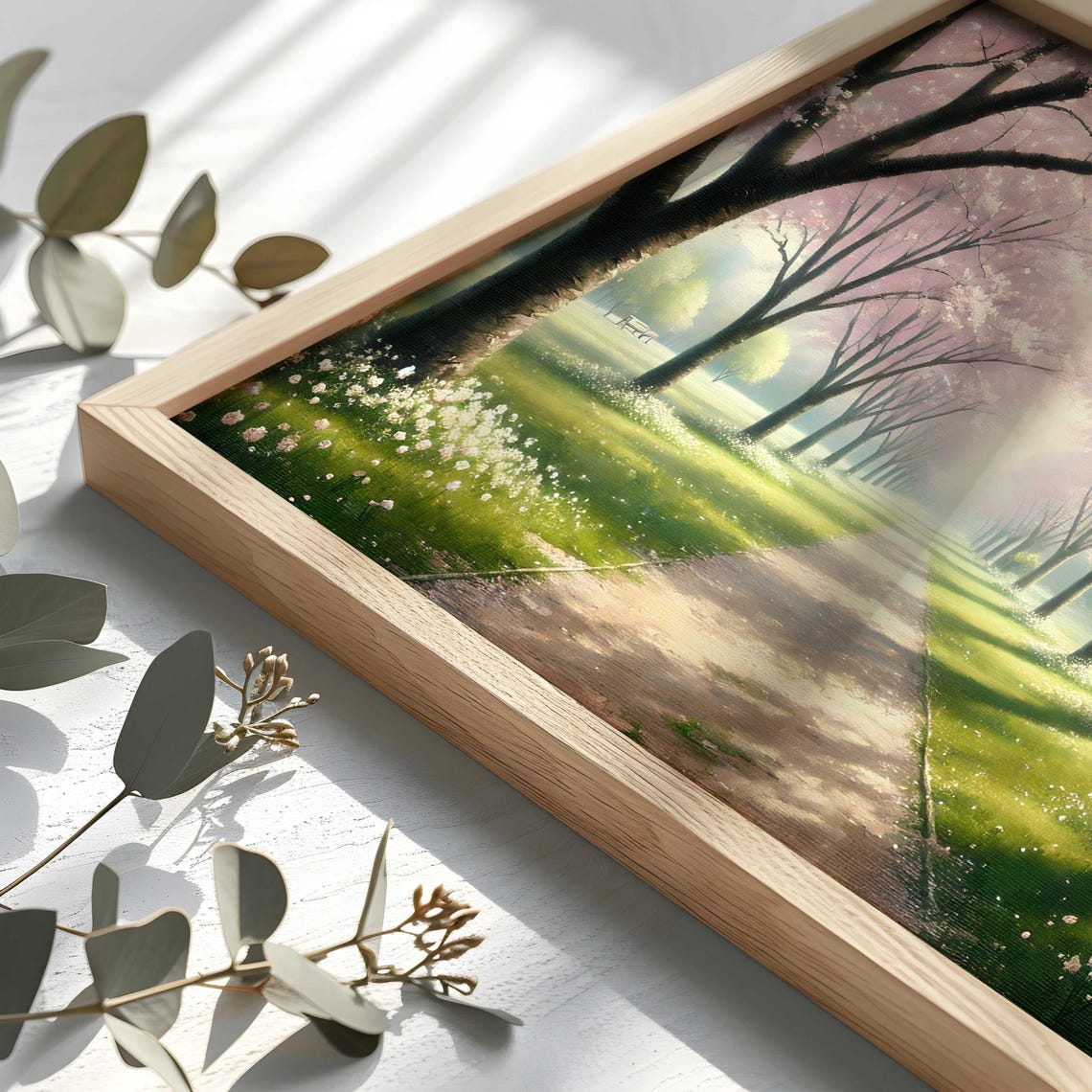 Cherry Blossom Tree Lined Park Path Vintage Spring Landscape Poster - Image 2