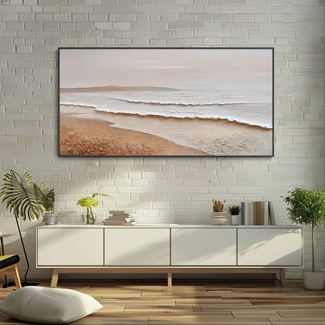 Earthy Beach Waves Minimalist Textured Abstract Coastal Art Poster - Image 4