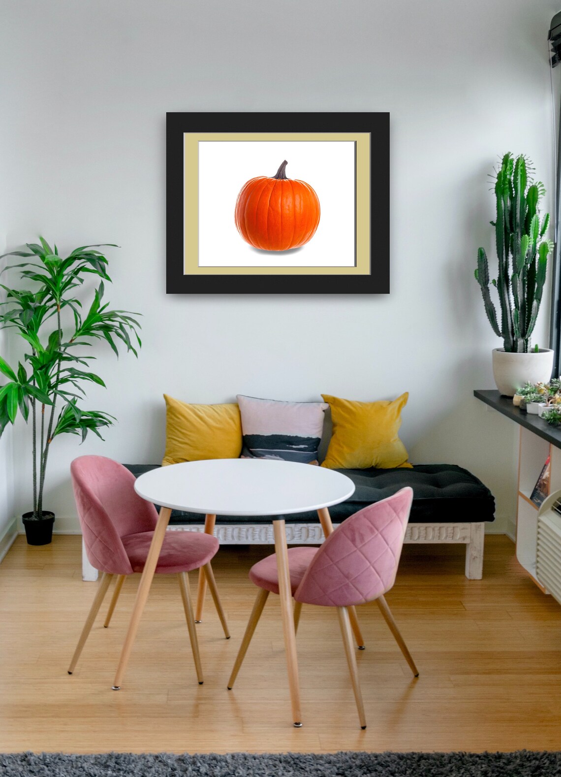 Pumpkin With Shadow, Autumn Wall Art Print - Image 4
