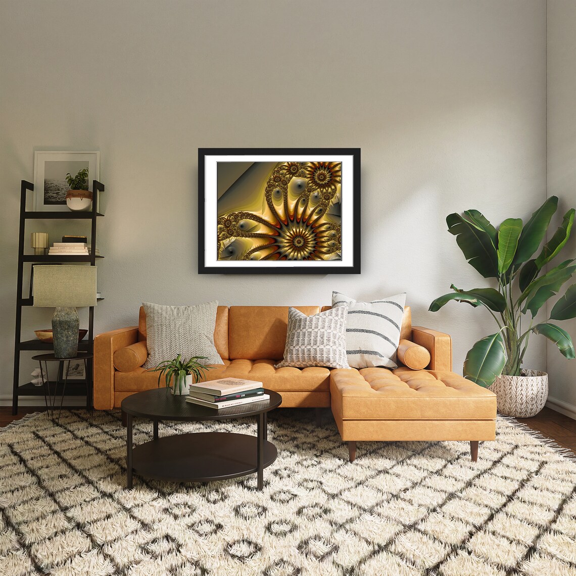Fractal Image Gold And Orange With Grey Dramatic Detail Futuristic Instant - Image 3