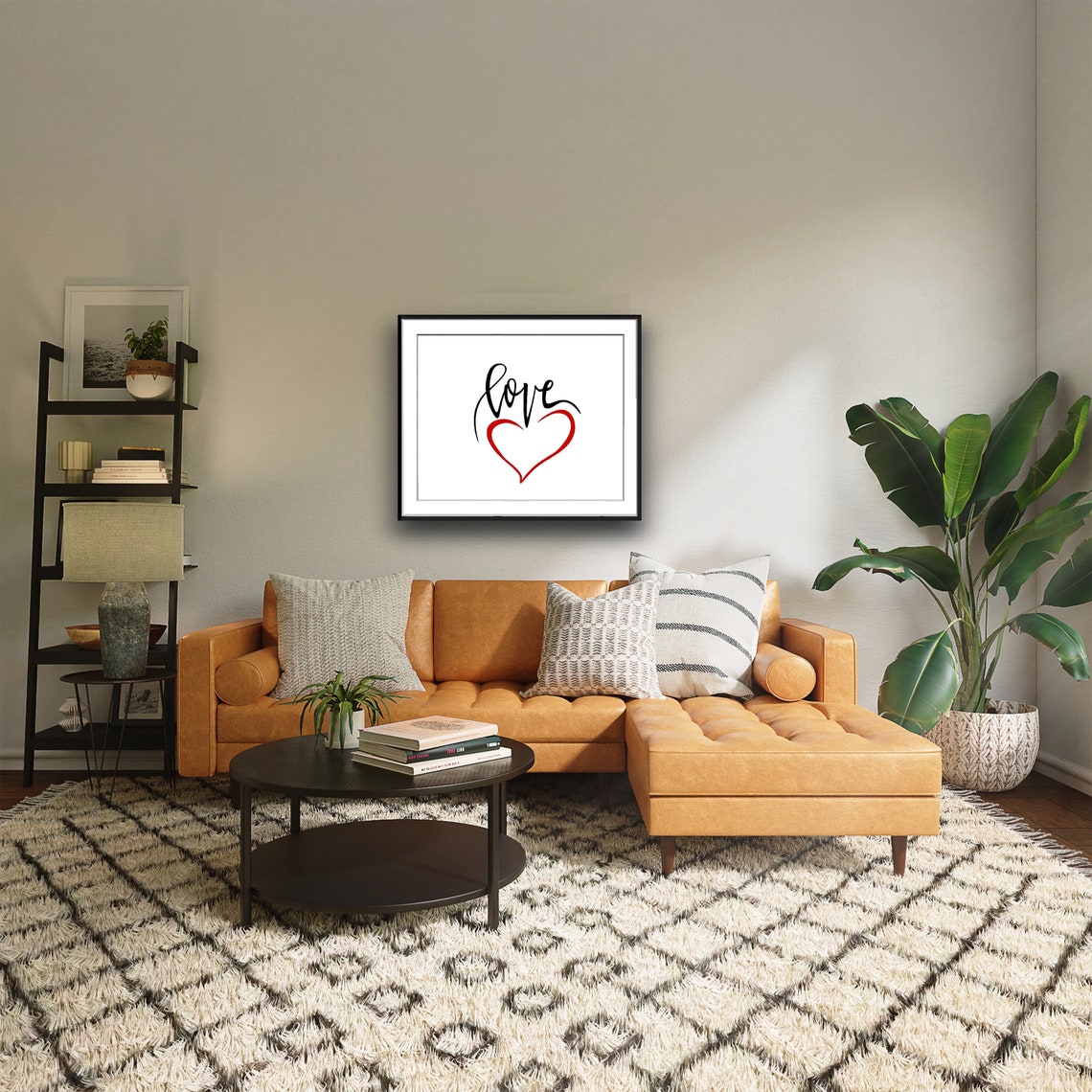 Love Calligraphy Script with Red Heart Minimalist Word Art Poster - Image 4