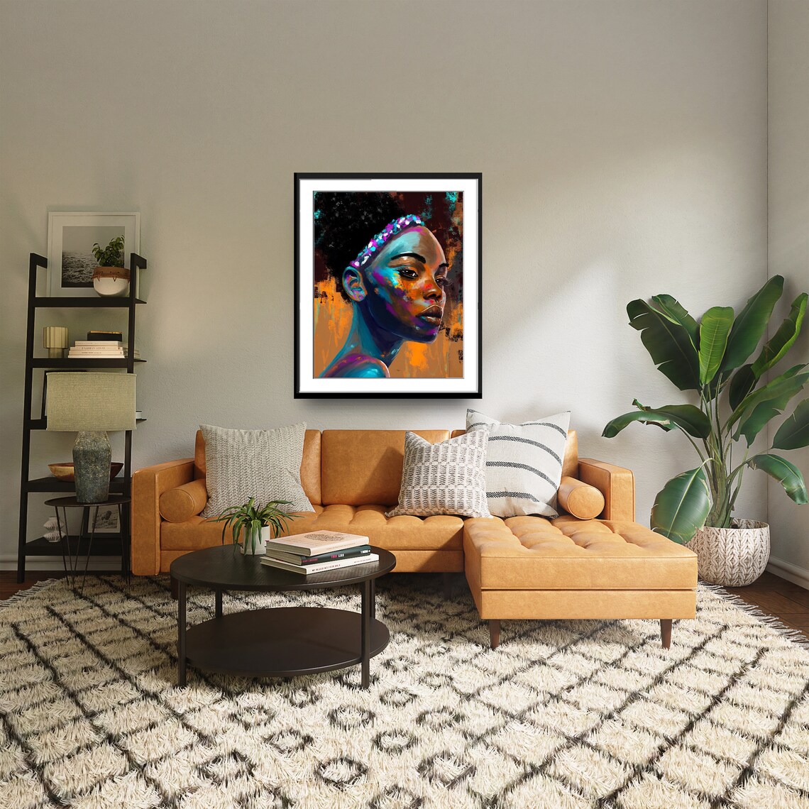 Colorful Abstract Portrait Of A Young Black Woman Face Poster - Image 3