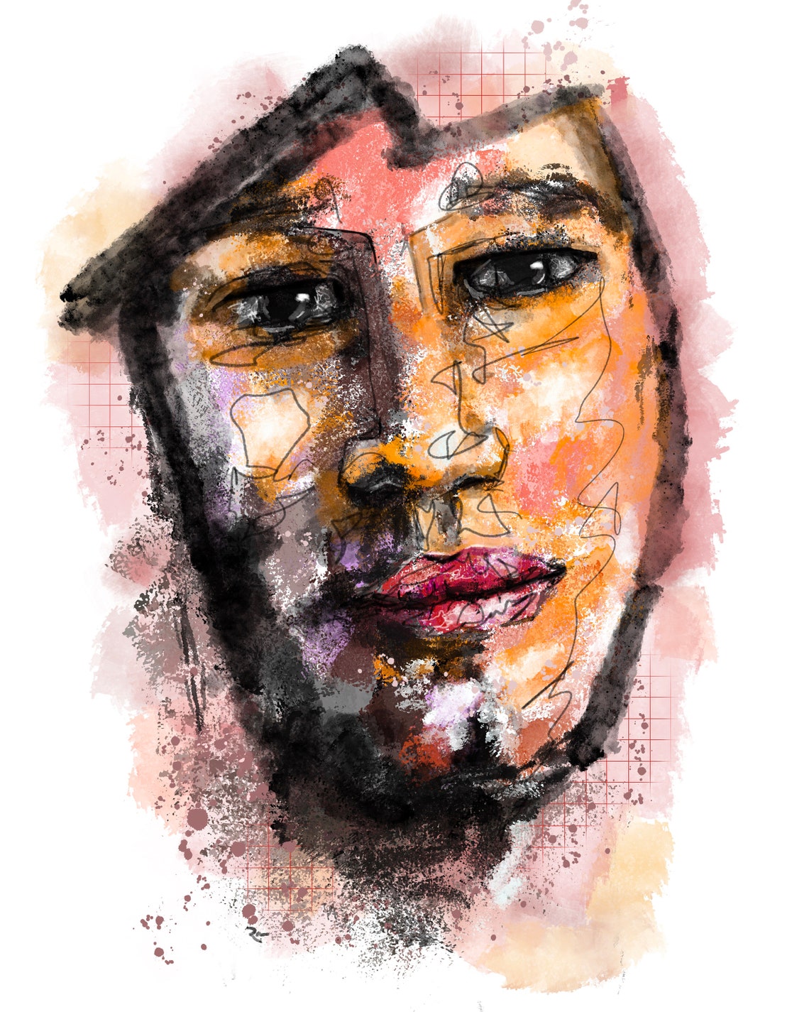 Abstract Portrait, Man's Face Art Print - Image 5