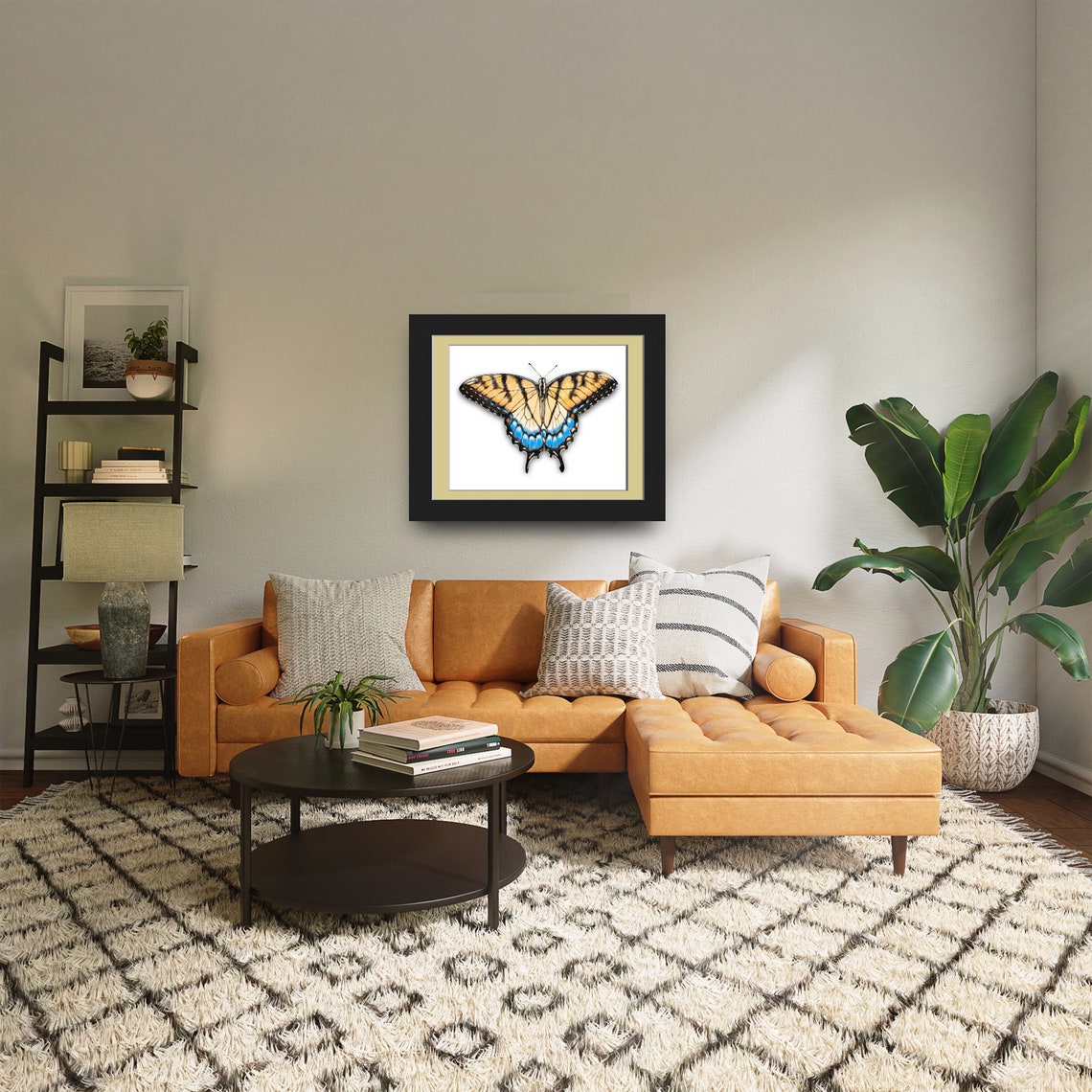 Wireframe Swallowtail Butterfly Yellow And Black On White Background Colorful Detailed Wall Art Instant - Image 5