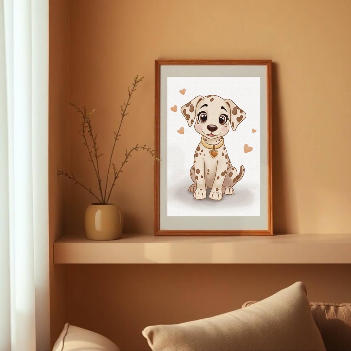 Dalmatian Puppy Cartoon Nursery Heart Collar Puppy Dog Poster - Image 3