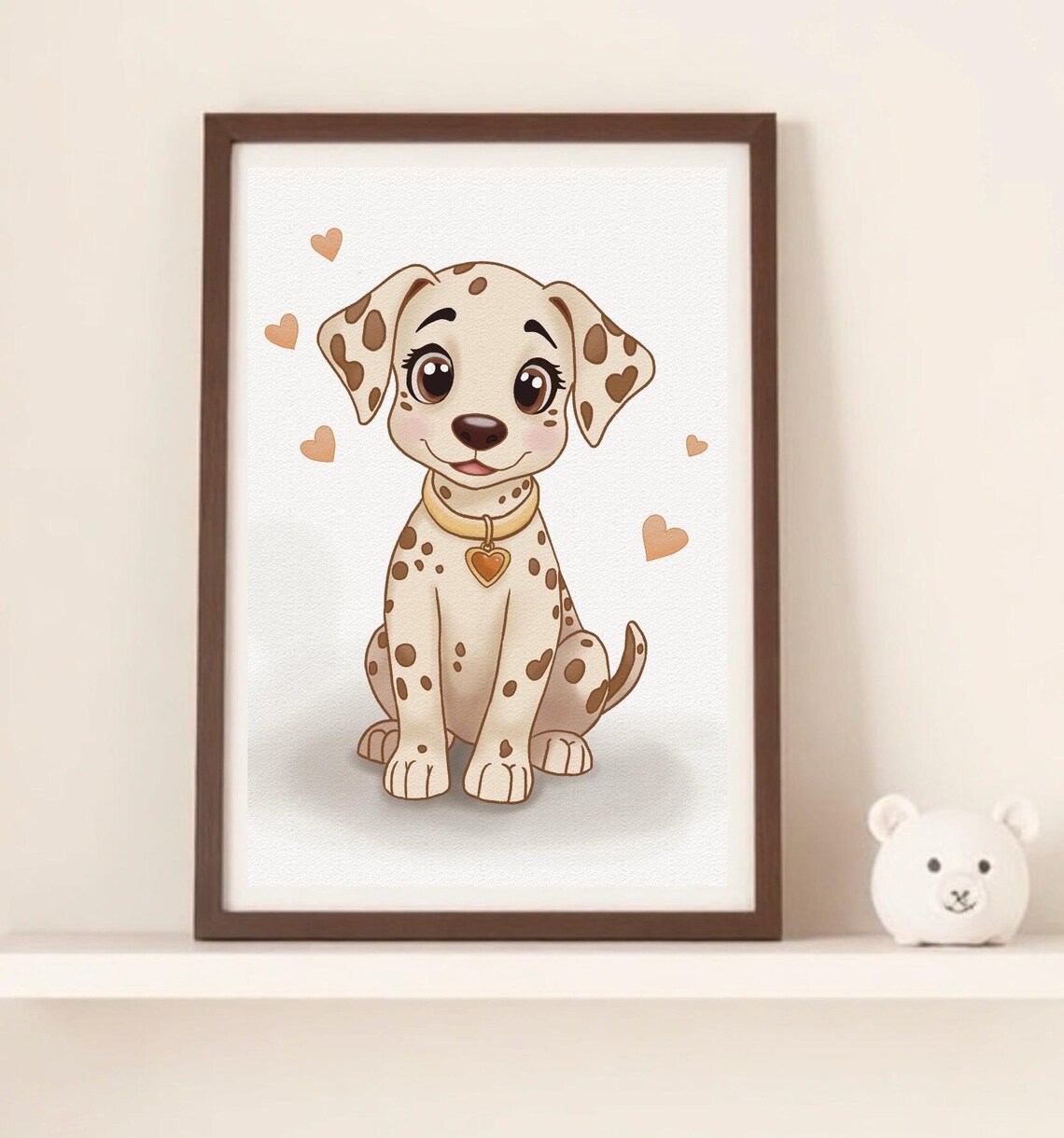 Dalmatian Puppy Cartoon Nursery Heart Collar Puppy Dog Poster - Image 2