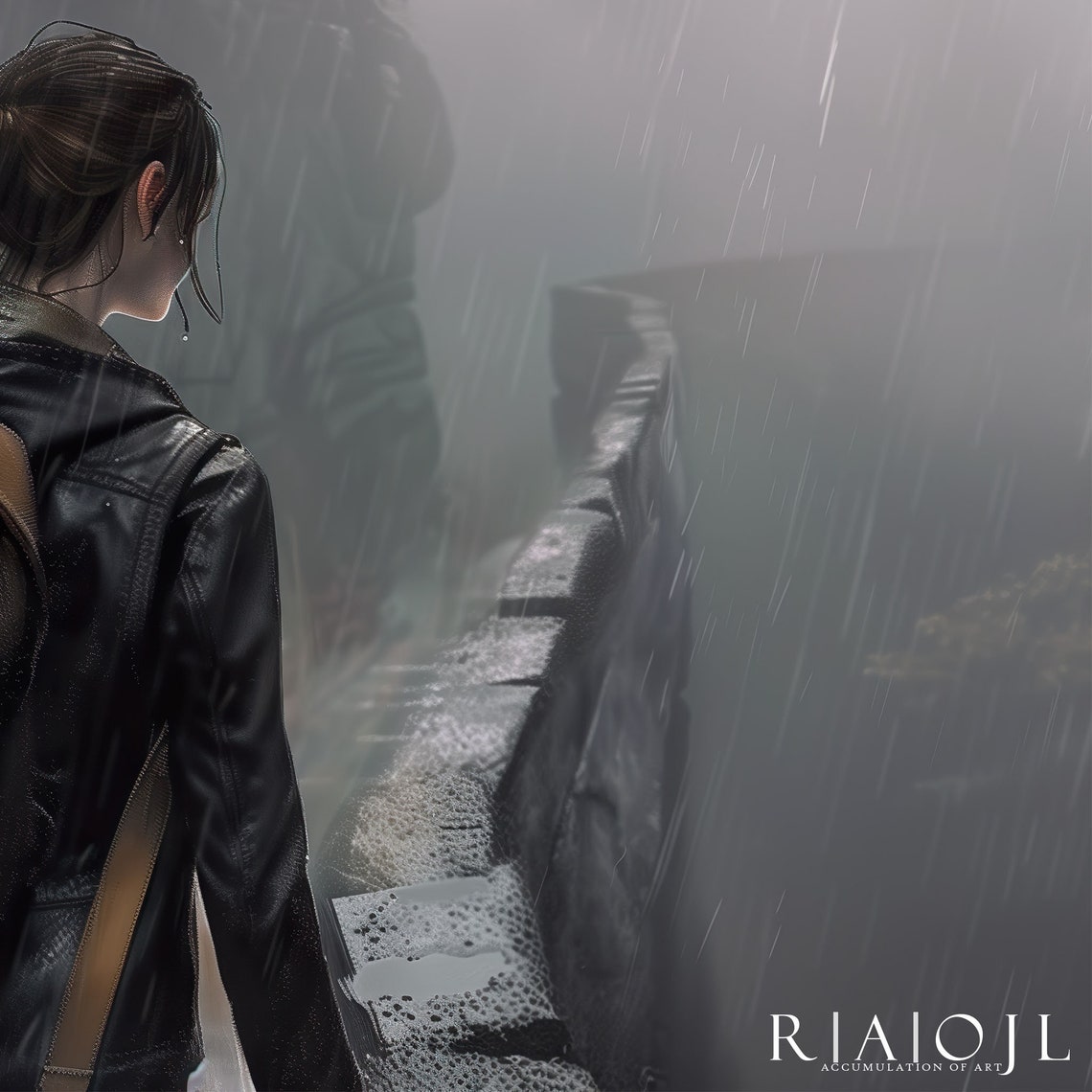 The Parapet Crossing Rainy Stone Bridge Fourth Wing Scene Poster - Image 4
