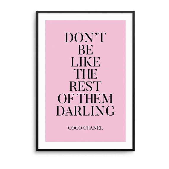 Fashion Quote Print Pink Black Wall Art Unframed