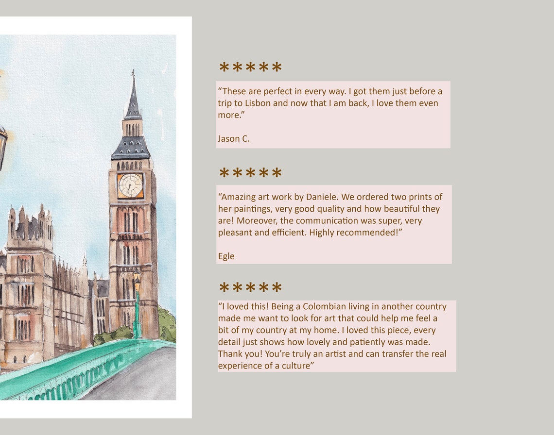 London Big Ben Westminster Bridge Vintage Lamp Cityscape Travel Poster - Image 3