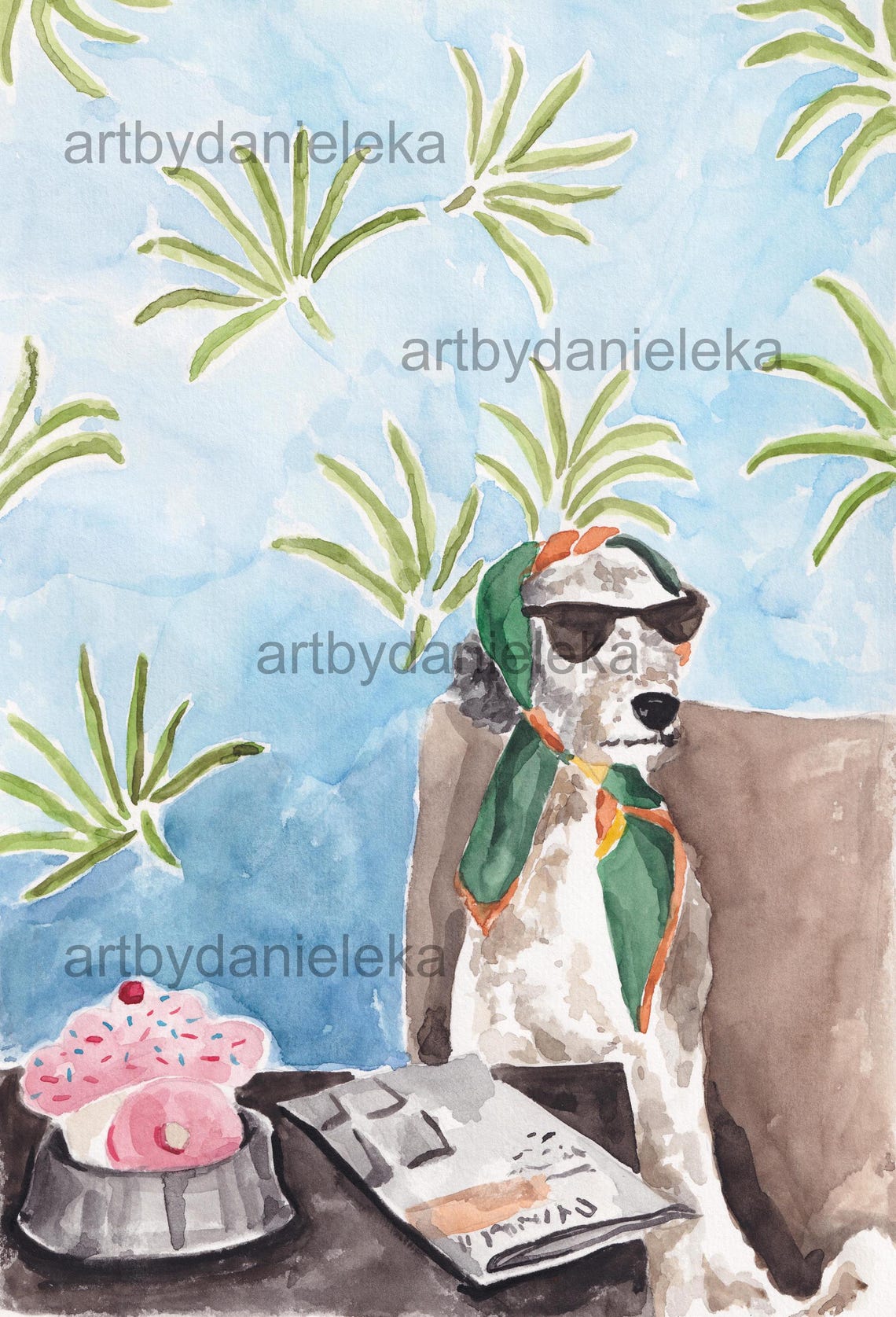 Sunglasses Dog Art Funny Dog Art Print Dog Portrait Gift For Dog Lover Dog Poster Dog Nursery Art - Image 2