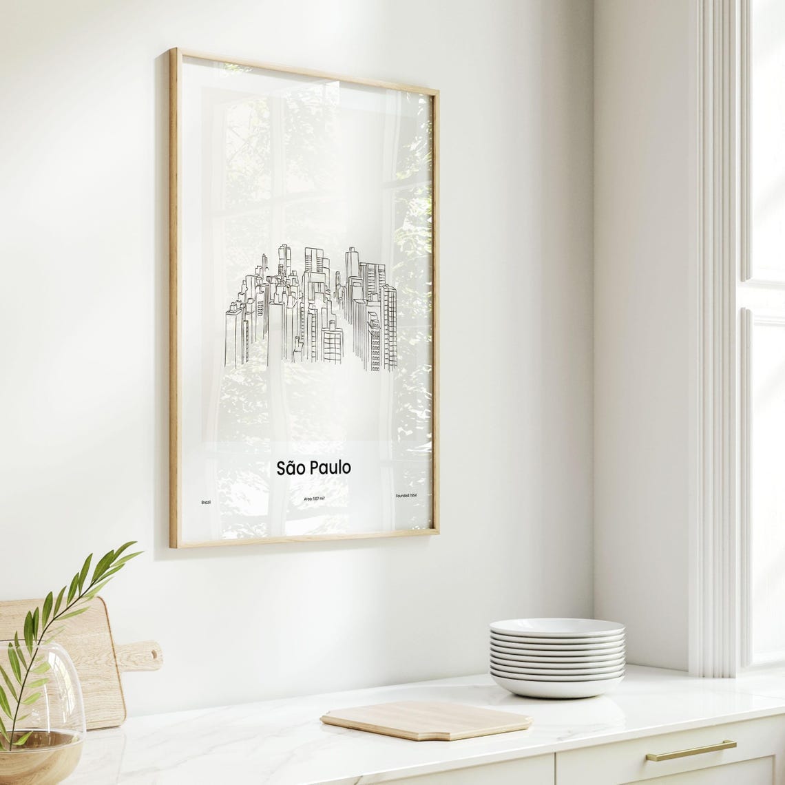 Sao Paulo Brazil Skyscraper Skyline One Line Drawing Art Poster - Image 6