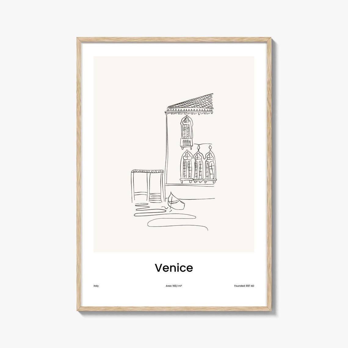 Venice Italy Historic Canal House Minimalist Line Drawing Poster