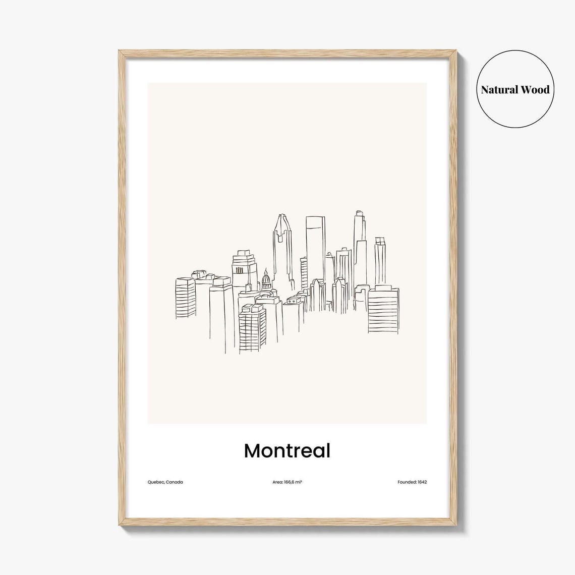 Montreal Canada Minimalist Line Drawing City Skyline Travel Poster - Image 2