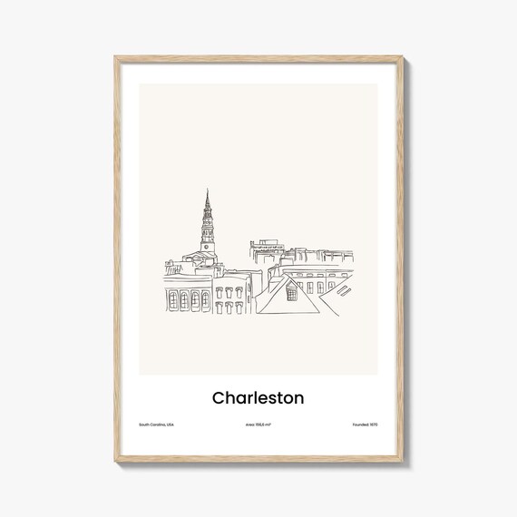 Charleston South Carolina Historic Minimalist Line Drawing Poster
