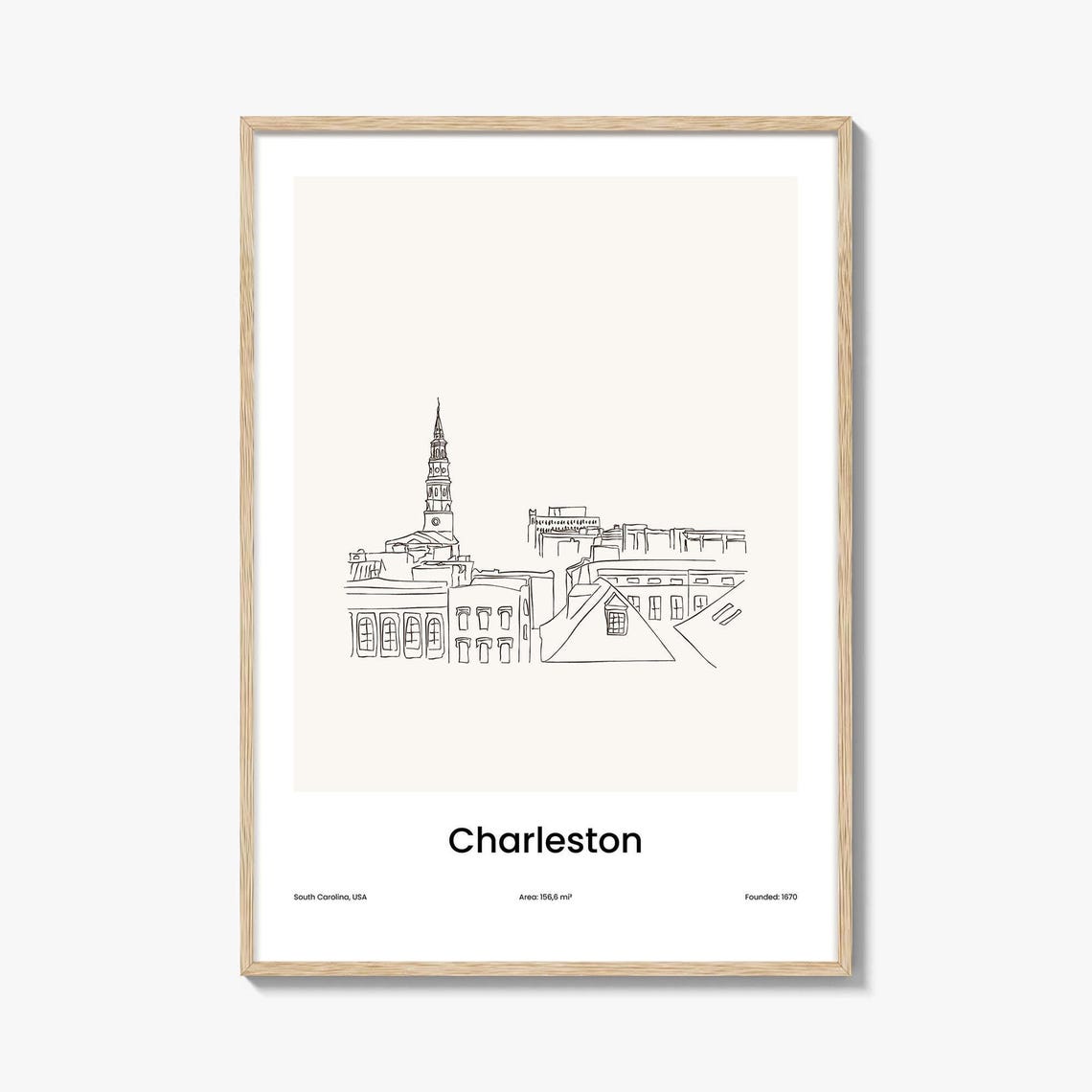 Charleston South Carolina Historic Minimalist Line Drawing Poster