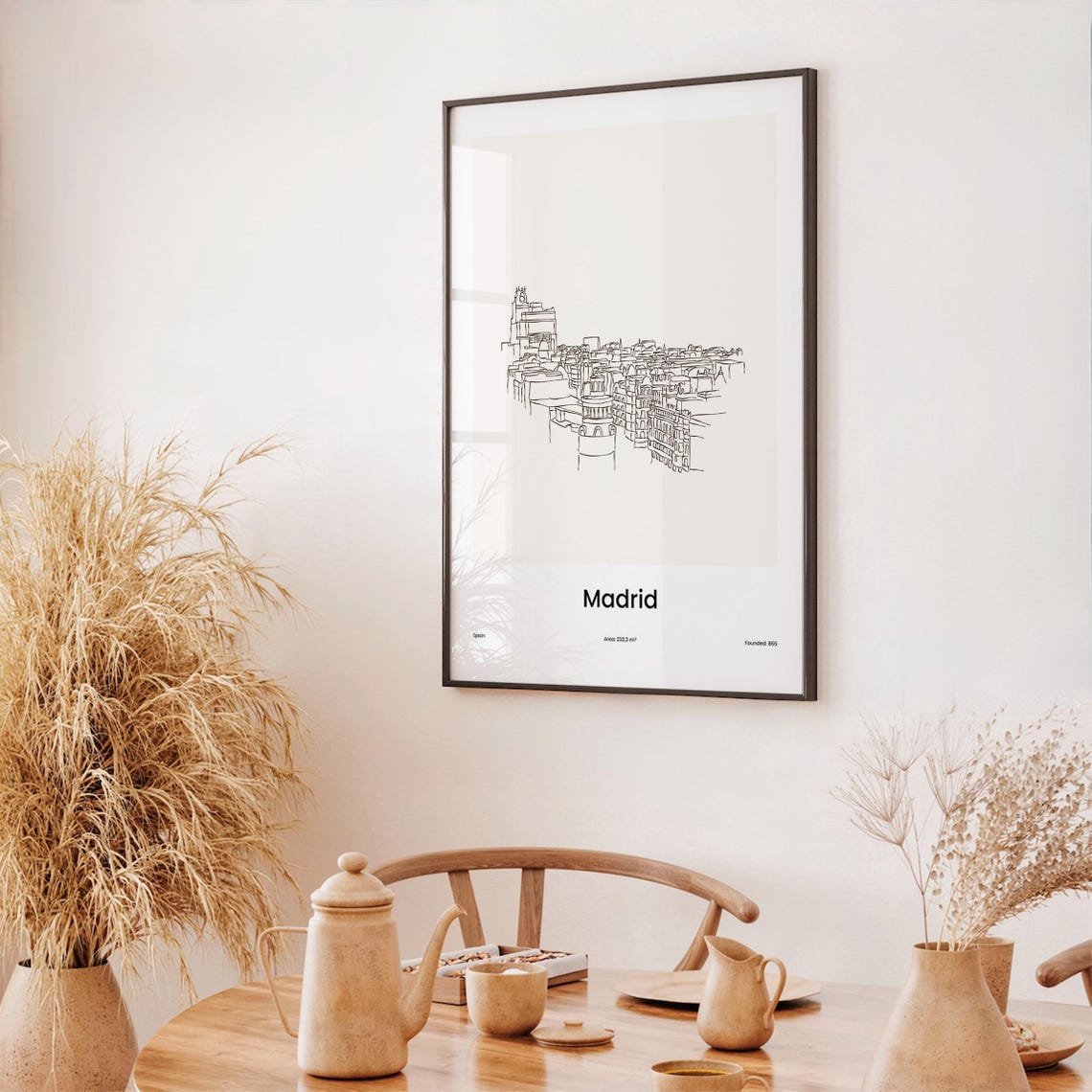 Madrid Spain Historic Old Town Minimalist Line Drawing Poster - Image 3