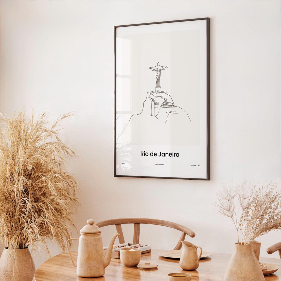 Rio de Janeiro Cristo Redentor One Line Drawing Minimalist Poster - Image 3