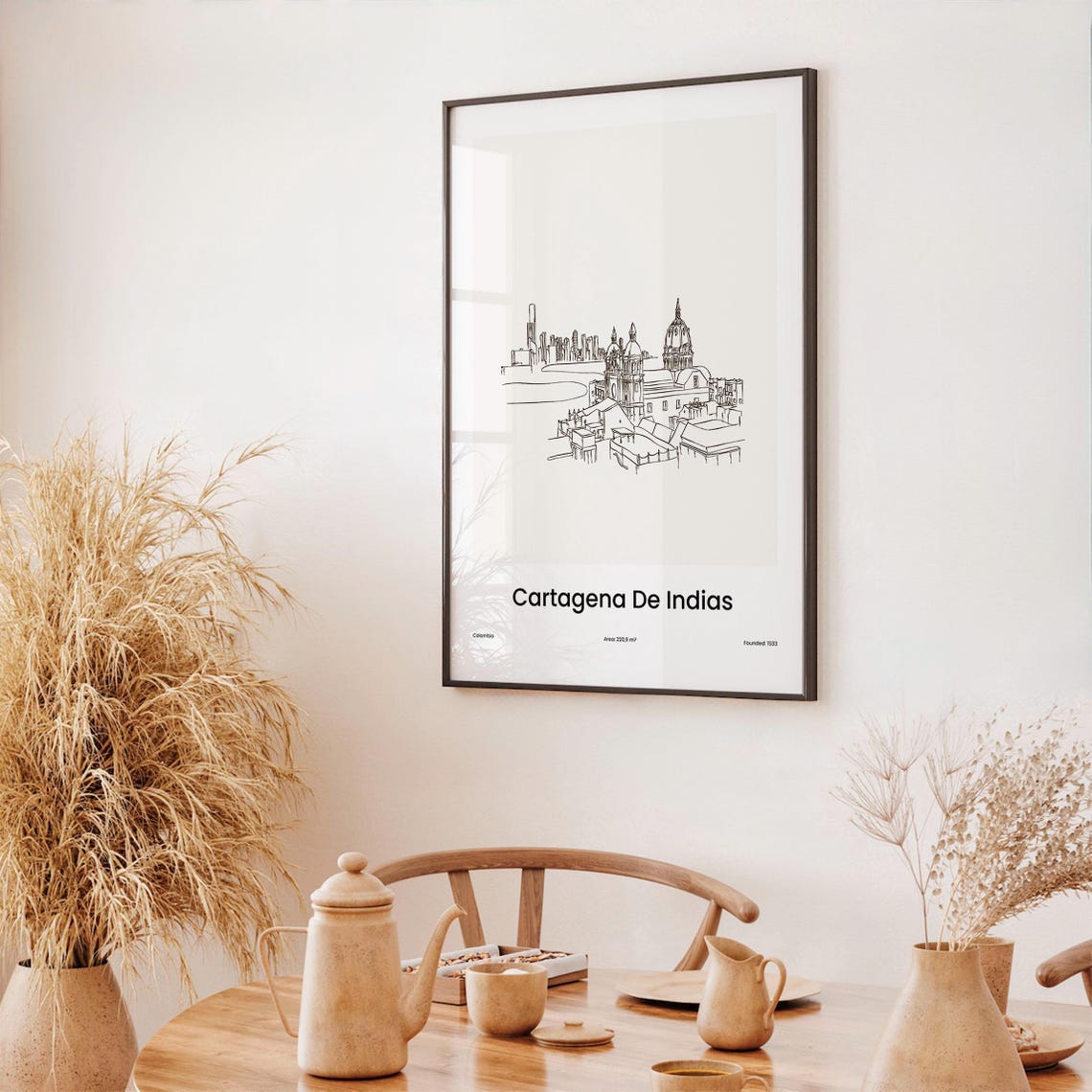 Cartagena De Indias One Line Drawn Print Wall Art Decor Travel Poster Draw - Image 3
