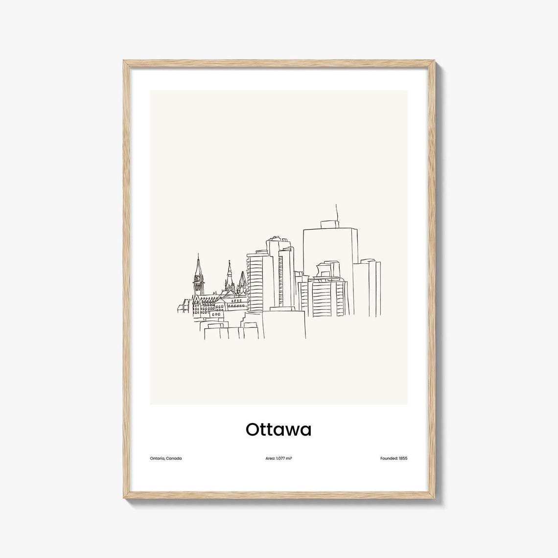 Ottawa Canada One Line Skyline Parliament Minimalist Art Poster