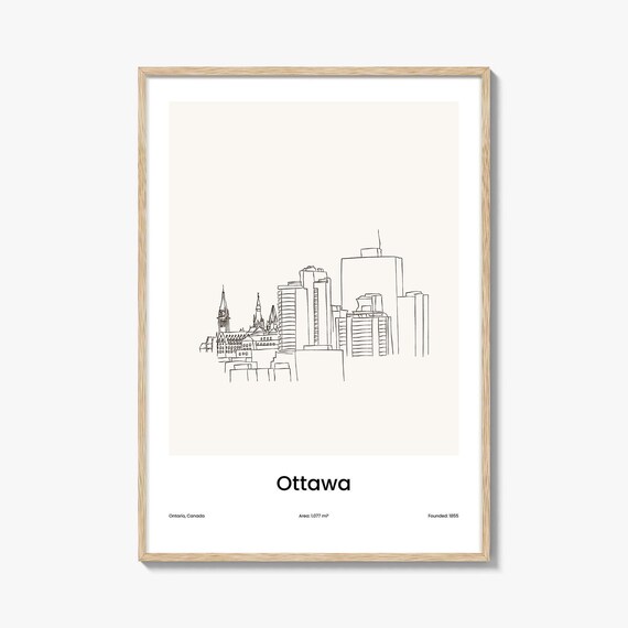 Ottawa Canada One Line Skyline Parliament Minimalist Art Poster