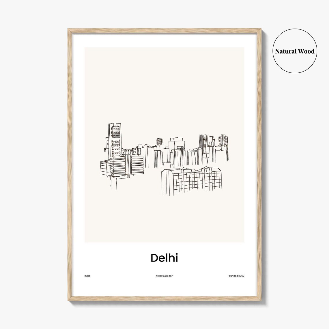 Delhi India Capital City Skyline Minimalist Line Drawing Poster - Image 2